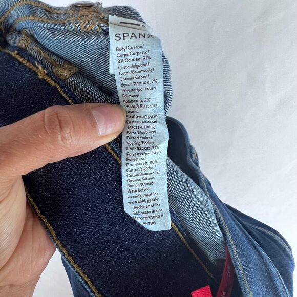 SPANX ANKLE SKINNY Distressed Blue Pull-on Jeans Jegging Size Small $128 - Picture 7 of 7